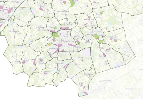 Kaart van industrieterreinen in Brabant
