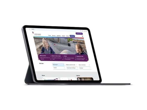 Homepage getoond op een tablet