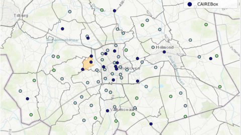 Kaart van beoogde meetlocaties van het Regionaal Meetnet Luchtkwaliteit ILM3.0