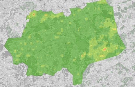 Veehouderijen en PM10 kaart regio Zuidoost-Brabant